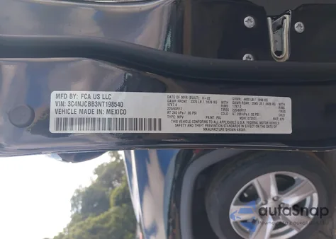 2022 Jeep Compass Latitude Fwd из США, поврежденный, VIN 3C4NJCBB3NT198540